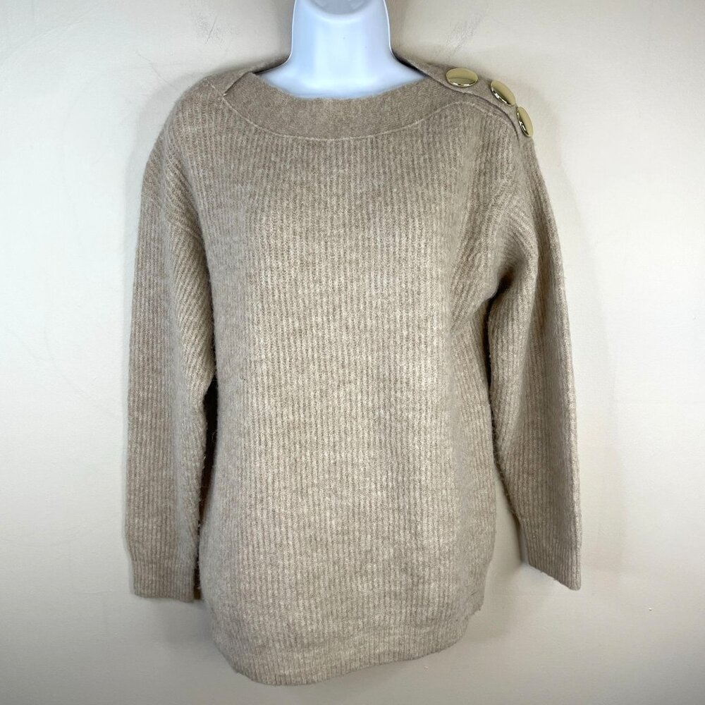 Antonio Melani Womens WOOL ALPACA Sweater Size L Beige QUIET LUXURY Neutral - Picture 1 of 11